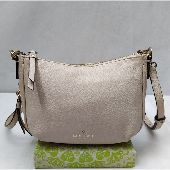 Kate Spade New York Beige Pebbled Leather Zipper Closure Crossbody Bag - Picture 1 of 16